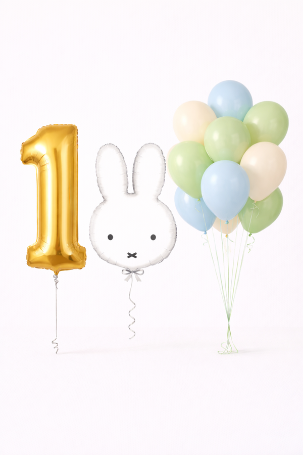 Ballonnentros Cijfer naar Keuze & Nijntje – Helium Set met Ballonnentros Groen Blauw