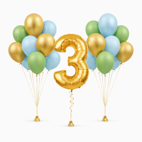 Luxe Cijfer naar keuze Ballon set Royal Green & gold. Twee trossen 9 stuks vip special | Groen goud