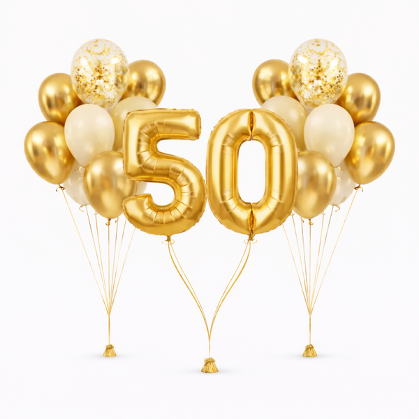 Luxe Ballon Cijfers naar keuze | Set Royal & Gold. Twee trossen 9 stuks vip special |  Goud