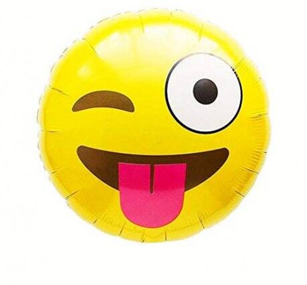 Smiley wink  | Folie Ballon  | Mix | Inclusief Helium en Lint | 45 cm | Geel