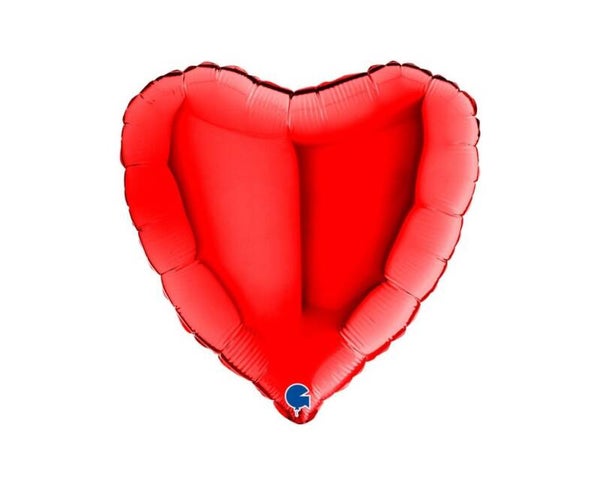 Rood Hart Glans | Folie Ballon  | Liefde | Inclusief Helium en Lint | 45 cm | Rood