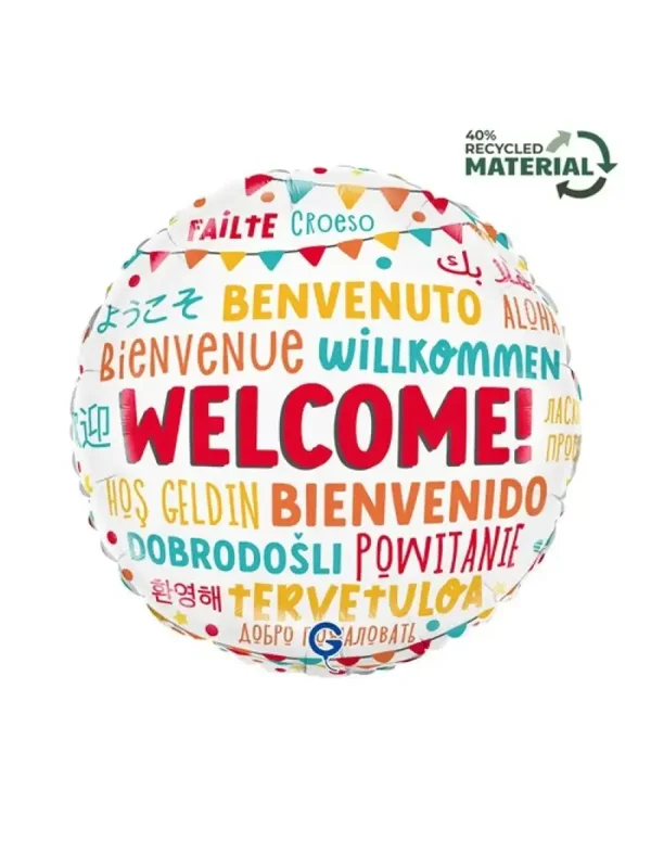 Welcome | Welkom  |  Folie Ballon | Geslaagd | Gefeliciteerd | Inclusief Helium en Lint | 45 cm