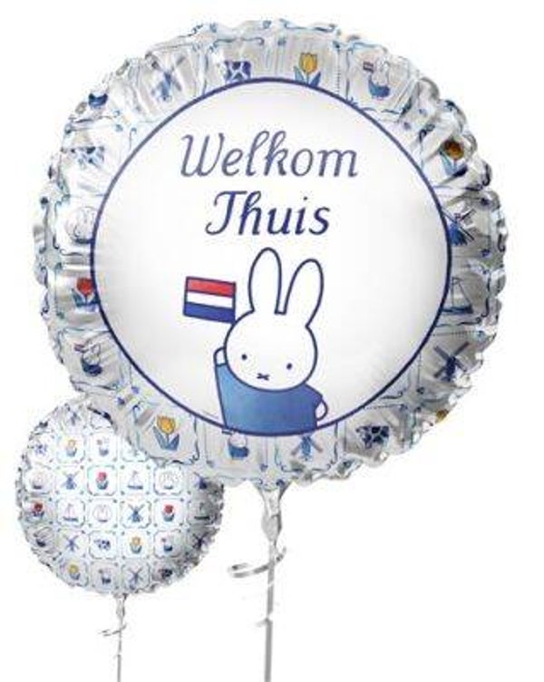 Welkom thuis | folieballon| Inclusief Helium en Lint | 45 cm | Blauw