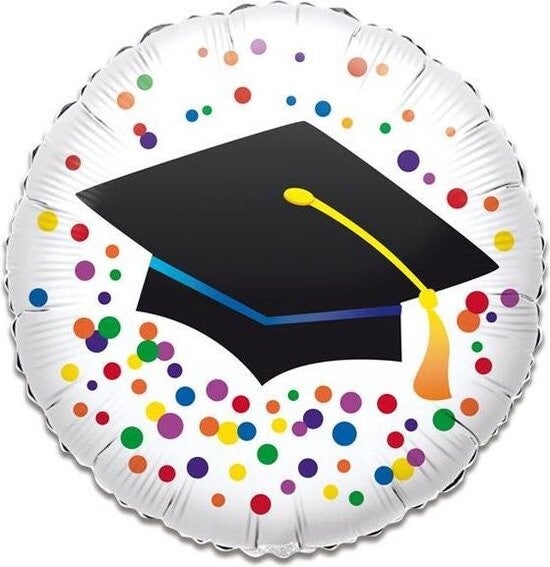 Geslaagd  |  Folie Ballon |  | Kids | Geslaagd| Inclusief Helium en Lint | 45 cm | Wit