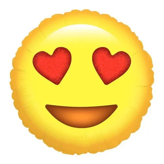 Smiley Hart Ogen  | Folie Ballon  | Liefde en Valentijn | Inclusief Helium en Lint | 45 cm | Geel