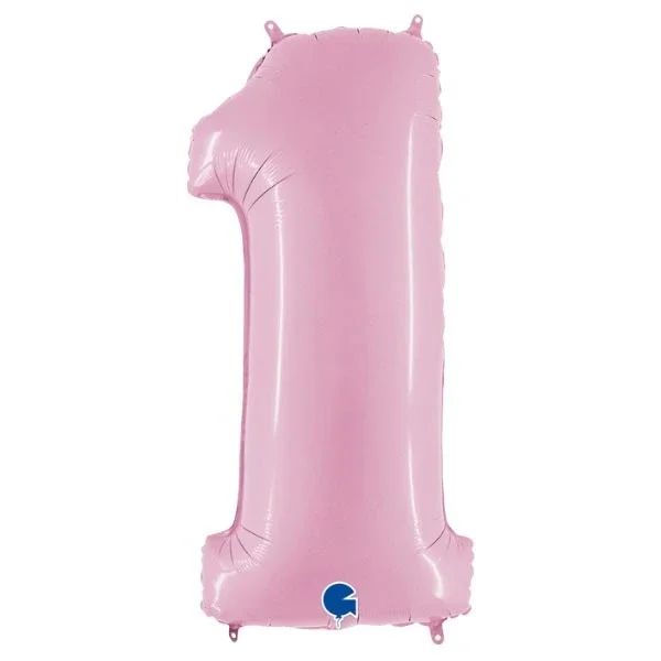 Cijferballon Pastel Roze – keuze uit alle cijfers | Folie | 100 cm | incl. helium, lint & gewichtje