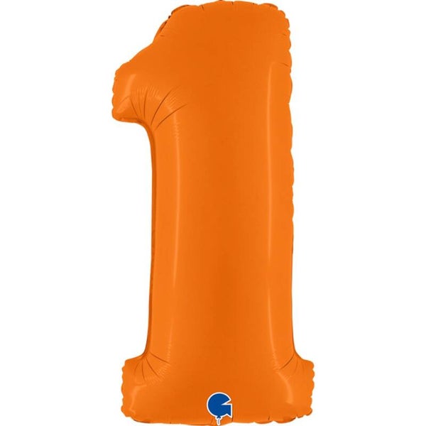Cijferballon Oranje – keuze uit alle cijfers | Folie | 100 cm | incl. helium, lint & gewichtje