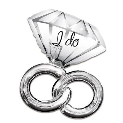 I Do Diamant   |  Folie Ballon |  Trouwen | Inclusief Helium en lint | 76 cm | Zilver