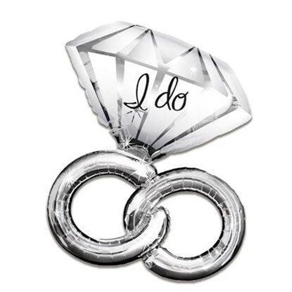 I Do Diamant   |  Folie Ballon |  Trouwen | Inclusief Helium en lint | 76 cm | Zilver