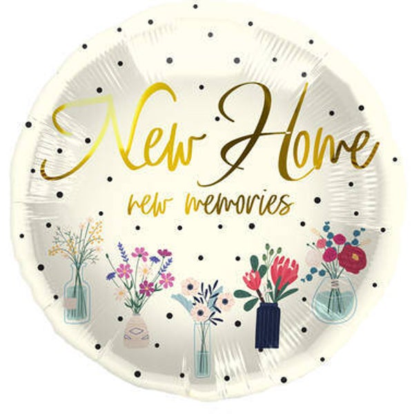 Nieuw Huis Rond | Folie Ballon  | Nieuwe Woning | Inclusief Helium en Lint | 45 cm | Wit goud