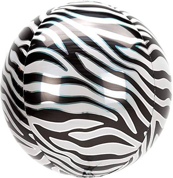 Orbz Zeebra | Dieren  | Folie Ballon | Kids | Mix | 45 cm | Inclusief Helium en lint | Zwart Wit