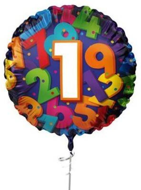 1 jaar Ballon |  Rond  | Folie ballon  | Cijfer |  Verjaardag | Inclusief Helium en Lint | 45 cm