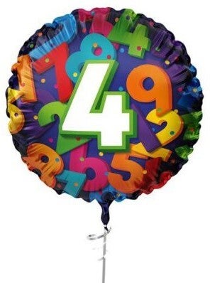 4 jaar  |  Rond  | Folie ballon  | Cijfer |  Verjaardag | Inclusief Helium en Lint | 45 cm