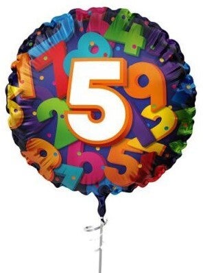 5 jaar Ballon |  Rond  | Folie ballon  | Cijfer |  Verjaardag | Inclusief Helium en Lint | 45 cm