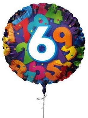 6 jaar Ballon |  Rond  | Folie ballon  | Cijfer |  Verjaardag | Inclusief Helium en Lint | 45 cm