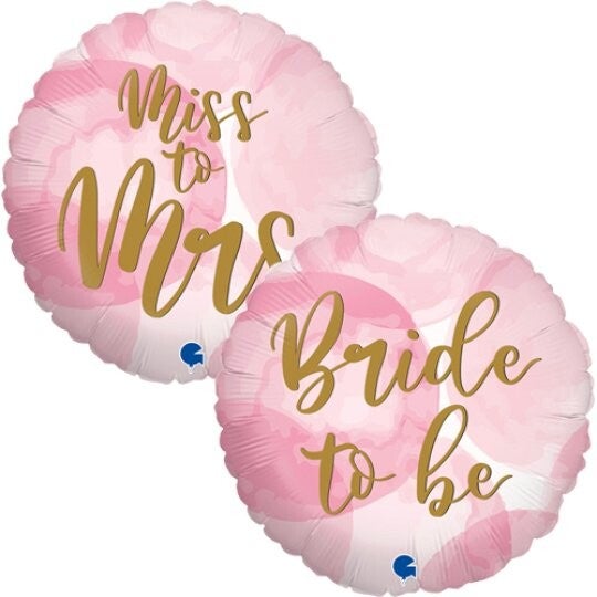 Miss And Mister Roze  | Folie Ballon  | Trouwen & Bruiloft | Inclusief Helium en Lint | 45 cm |  Roze