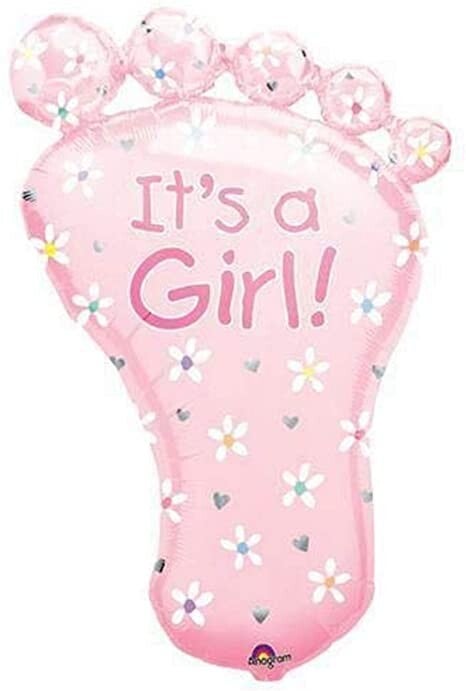 Its A Girl Voetje  | Folie Ballon | Baby  | Inclusief Helium en lint | 70 cm | Roze