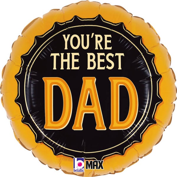 Best Dad Rond  | Folie Ballon  | Vaderdag | Inclusief Helium en Lint | 45 cm |  Zwart Oranje