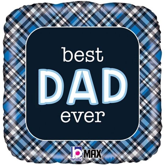 Best Dad ever Vierkant  | Folie Ballon   | Vaderdag | Inclusief Helium en Lint | 45 cm |  Zwart Blauw