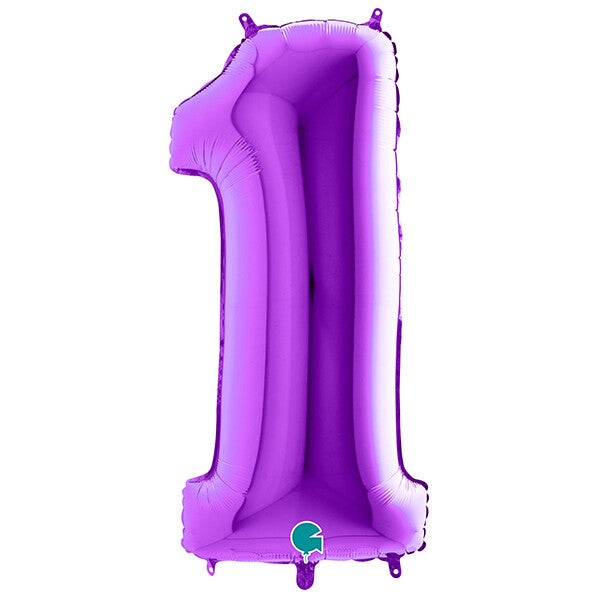 Cijferballon Paars – keuze uit alle cijfers | Folie | 100 cm | incl. helium, lint & gewichtje