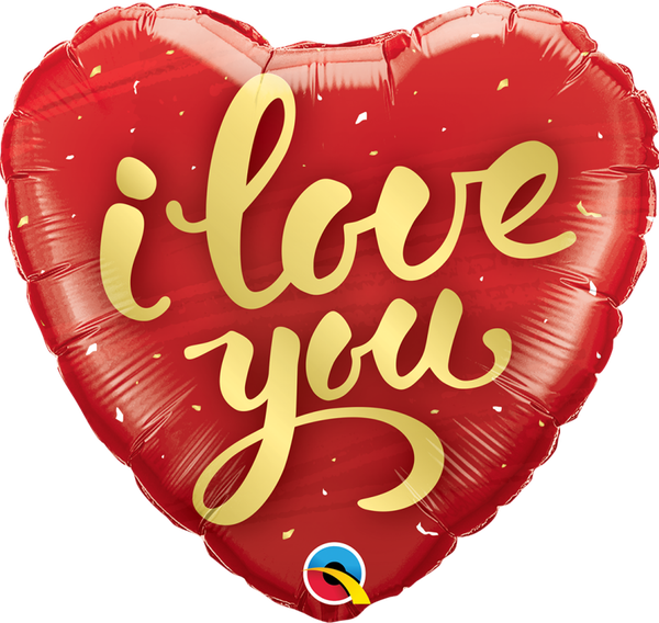 Hart I Love You Rood Sier | Folie Ballon  | Liefde & Valentijn | Inclusief Helium en Lint | 45 cm|  Rood Goud