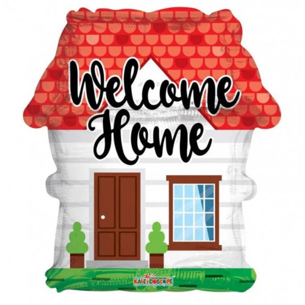 Welkom Thuis Huis | Folie Ballon |  Welkom Thuis | Inclusief Helium en lint | 45 cm | Rood Wit