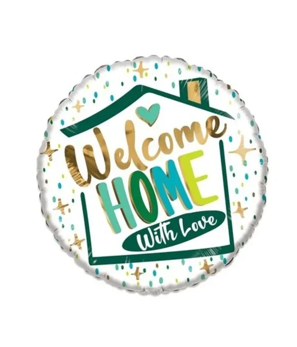 Welcome Home | Folie Ballon  | Welkom thuis | Inclusief Helium en Lint | 45 cm |  Wit goud
