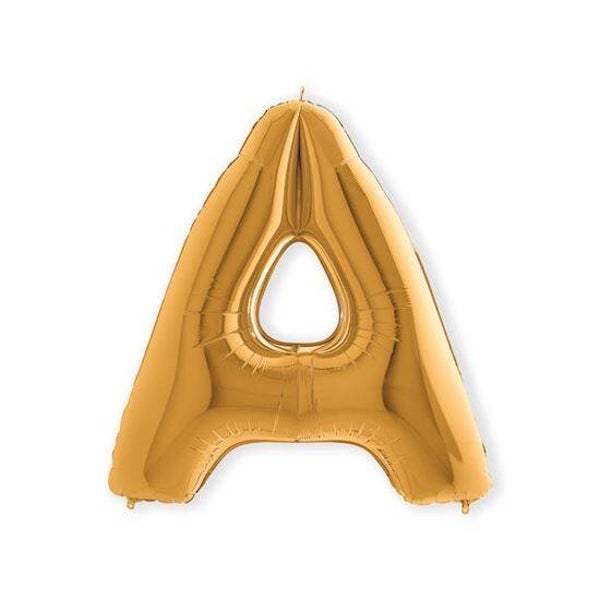 Folie Letter Ballon Goud | Keuze uit het hele A t/m Z | 100 cm | Goud inc Helium Lint en Gewichtje