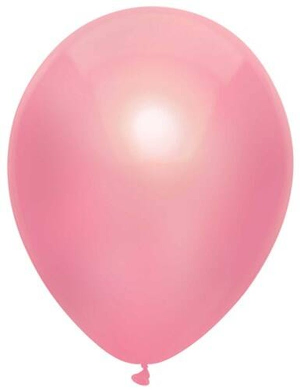 Baby Roze | Metallic Latex Helium Ballon | Inclusief Helium en Lintje
