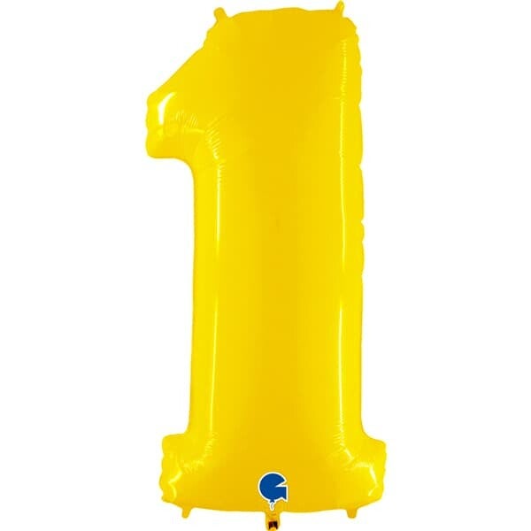 Cijferballon Geel – keuze uit alle cijfers | Folie | 100 cm | incl. helium, lint & gewichtje