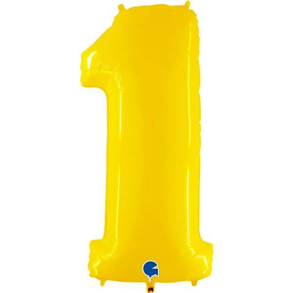 Cijferballon Geel – keuze uit alle cijfers | Folie | 100 cm | incl. helium, lint & gewichtje