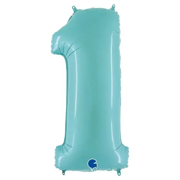 Cijferballon Pastel blauw – keuze uit alle cijfers | Folie | 100 cm | incl. helium, lint & gewichtje