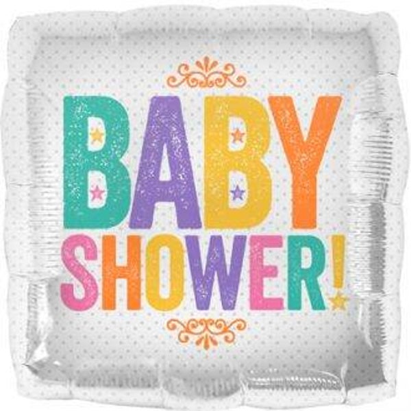 Babyshower Vierkant  | Folie | Baby | Inclusief Helium en Lint | 45 cm | Wit