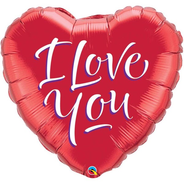 I Love You Rood en Wit Hart  | Folie | Liefde & Valentijn | Inclusief Helium en Lint | 45 cm | Rood