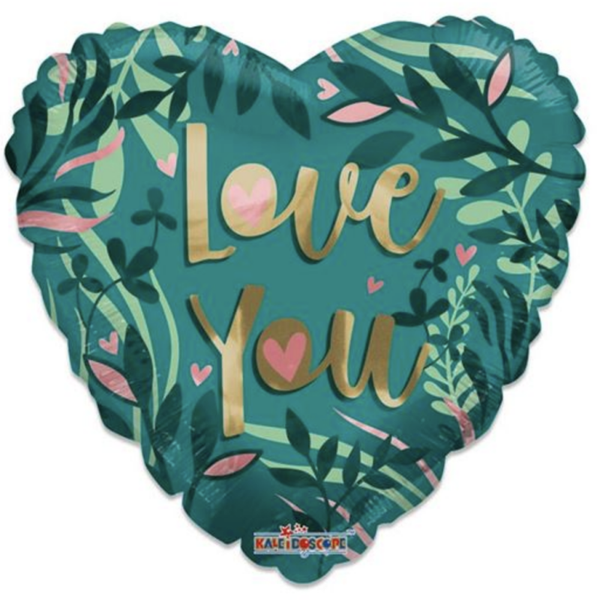 I Love You | Jungle | Folie ballon  | Liefde & Valentijn | Inclusief Helium en Lint | 45 cm | Groen