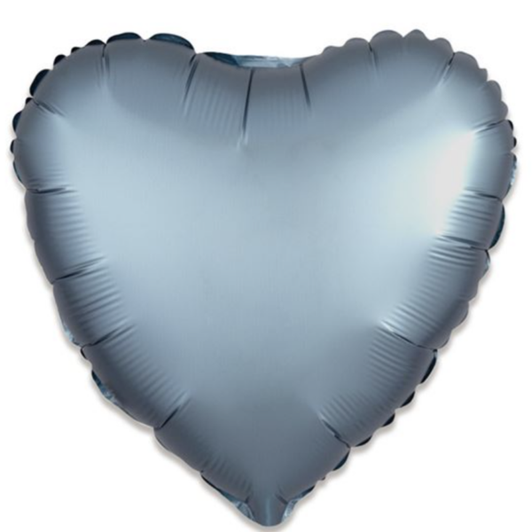 Hart Grijs Blauw Matte | Folie ballon  | Liefde & valentijn | Inclusief Helium en Lint | 45 cm | Blauw