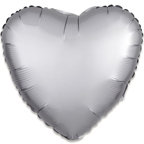 Hart Zilver Matte | Folie ballon  | Liefde & valentijn | Inclusief Helium en Lint | 45 cm | Zilver