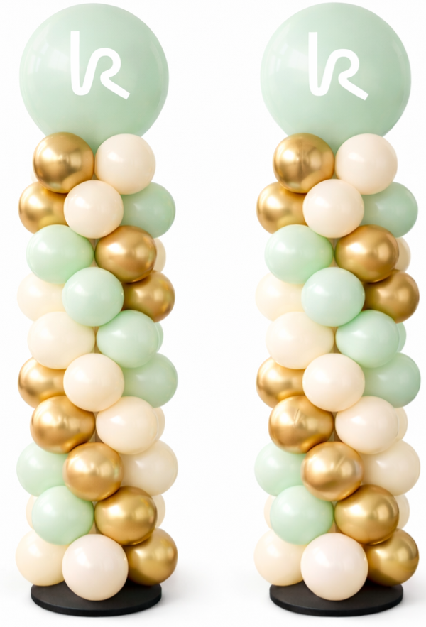 Ballon Pilaar set combi Chrome met Top Ballon | kleuren naar keuze | Met Logo