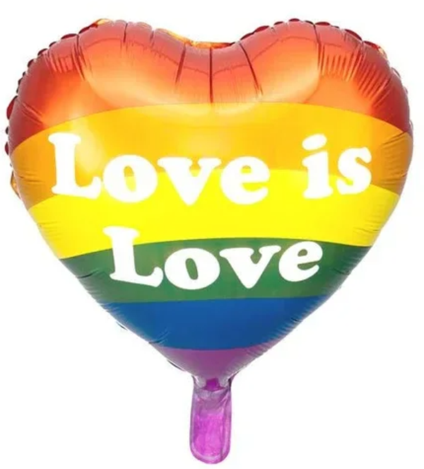 Love is Love  Zilver Hartjes Regenboog  | Folie ballon  | Liefde & Valentijn | Inclusief Helium en Lint | 45 cm | Rood Zilver