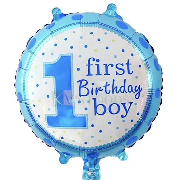 Baby Boy 1 Jaar Rond  |  Folie Ballon |  Baby  | Cijfer Rond | Inclusief Helium en lint | 45 cm | Blauw
