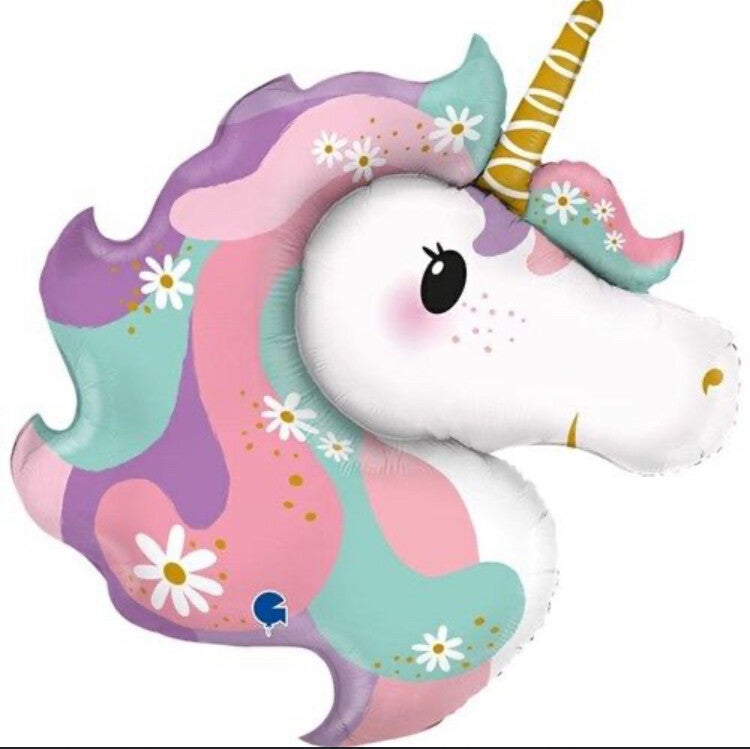 Eenhoorn Kleur |  Folie Ballon |  Kids | Inclusief Helium en Lint | XL 80 cm  | Roze Wite