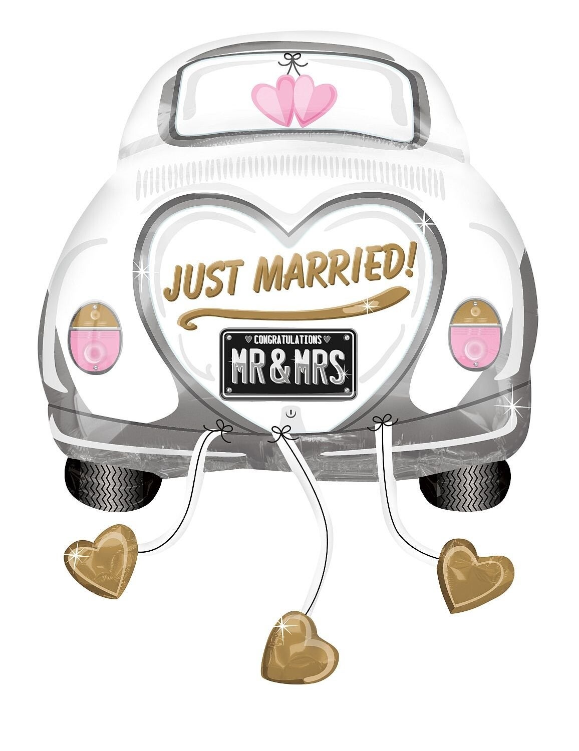Just Married  | Folie Ballon | Trouwen| Inclusief Helium en lint | 78 cm | Wit Roze Goud