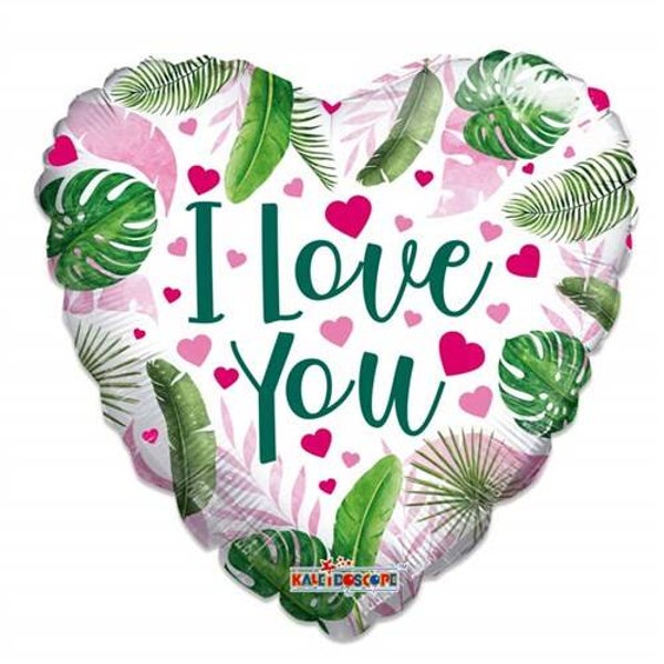 Love you Jungle Wit | Folie Ballon  | Liefde | Inclusief Helium en Lint | 45 cm | Rood