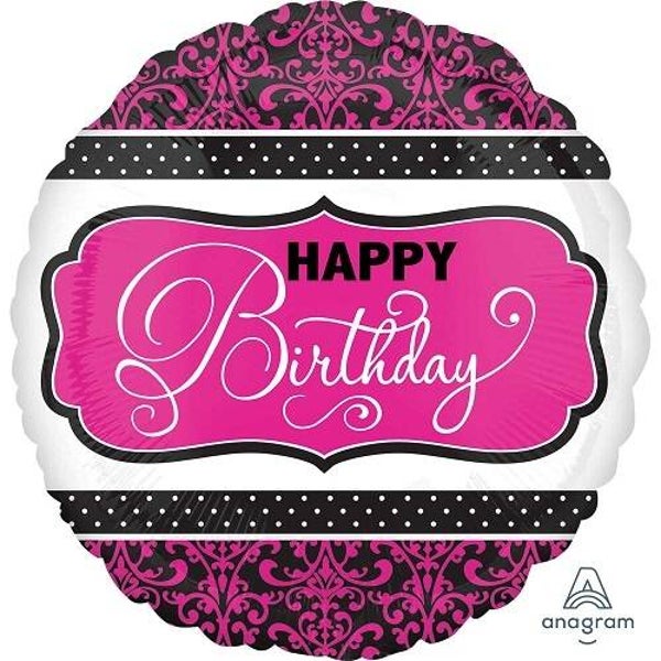 Happy Birthday Rond Roze  | Folie | Verjaardag  | Inclusief Helium en Lint | 45 cm | Roze