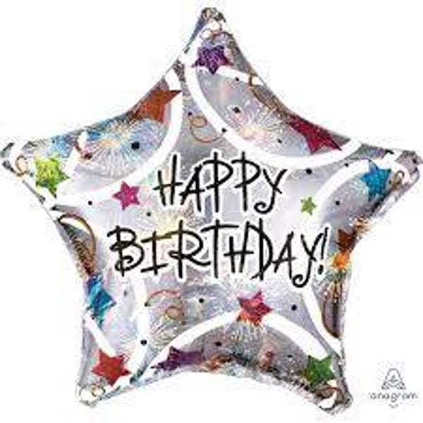 Happy Birthday Ster Zilver | Folie | Verjaardag  | Inclusief Helium en Lint | 45 cm | Zilver