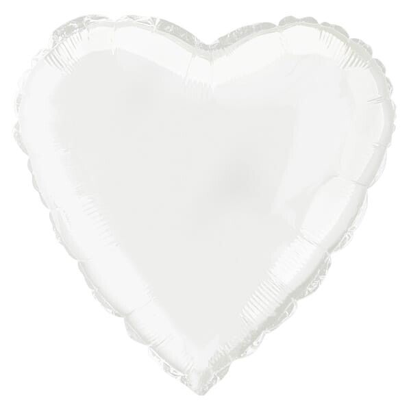 Hart Wit  Folie ballon  | Liefde & Valentijn | Inclusief Helium en Lint | 45 cm | Wit