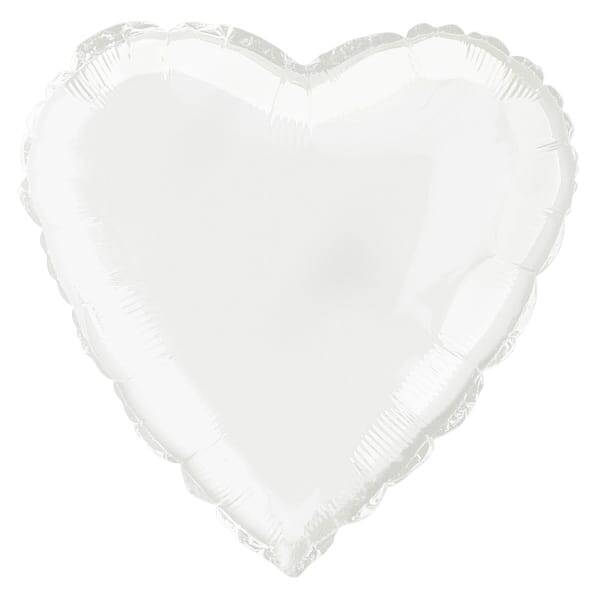 Hart Wit  Folie ballon  | Liefde & Valentijn | Inclusief Helium en Lint | 45 cm | Wit