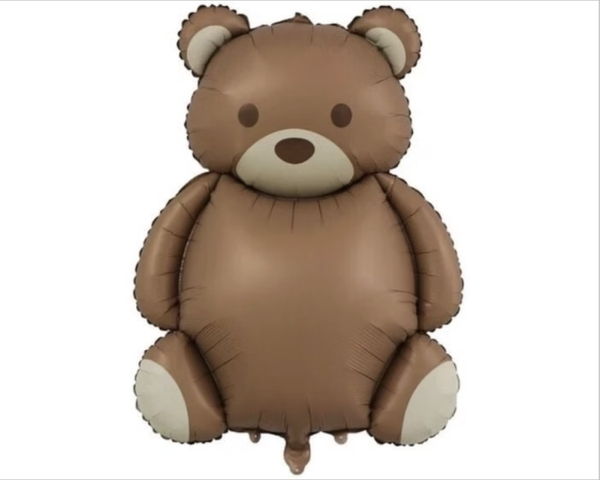 Teddy |  |  Folie Ballon | Kids | Inclusief Helium en Lint | Groot | 90 cm | Bruin
