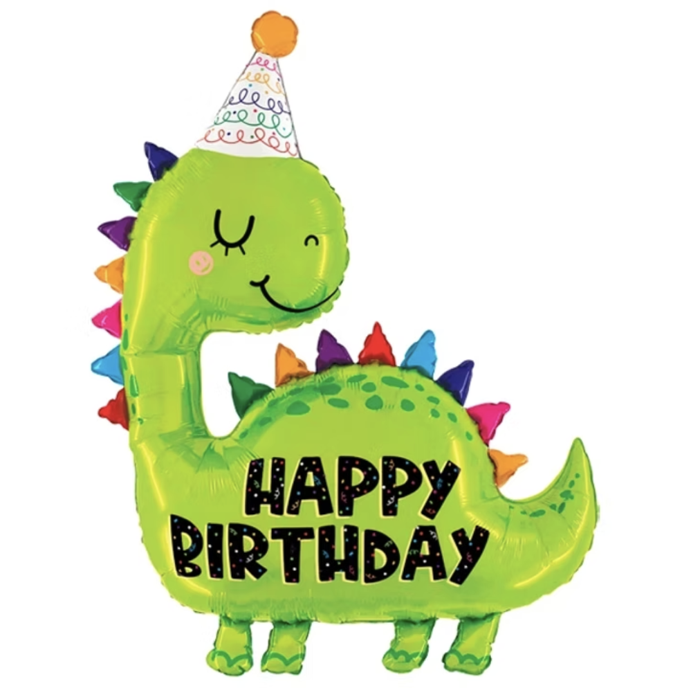 Dino Happy Birth Day |  |  Folie Ballon | Kids | Verjaardag |  Inclusief Helium en Lint | Groot | 90 | Groen