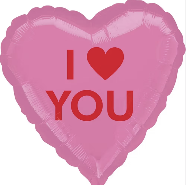 I Love You Hart Roze| Folie ballon  | Valentijn&Liefde | Mix | Inclusief Helium en Lint | 45 cm | Roze